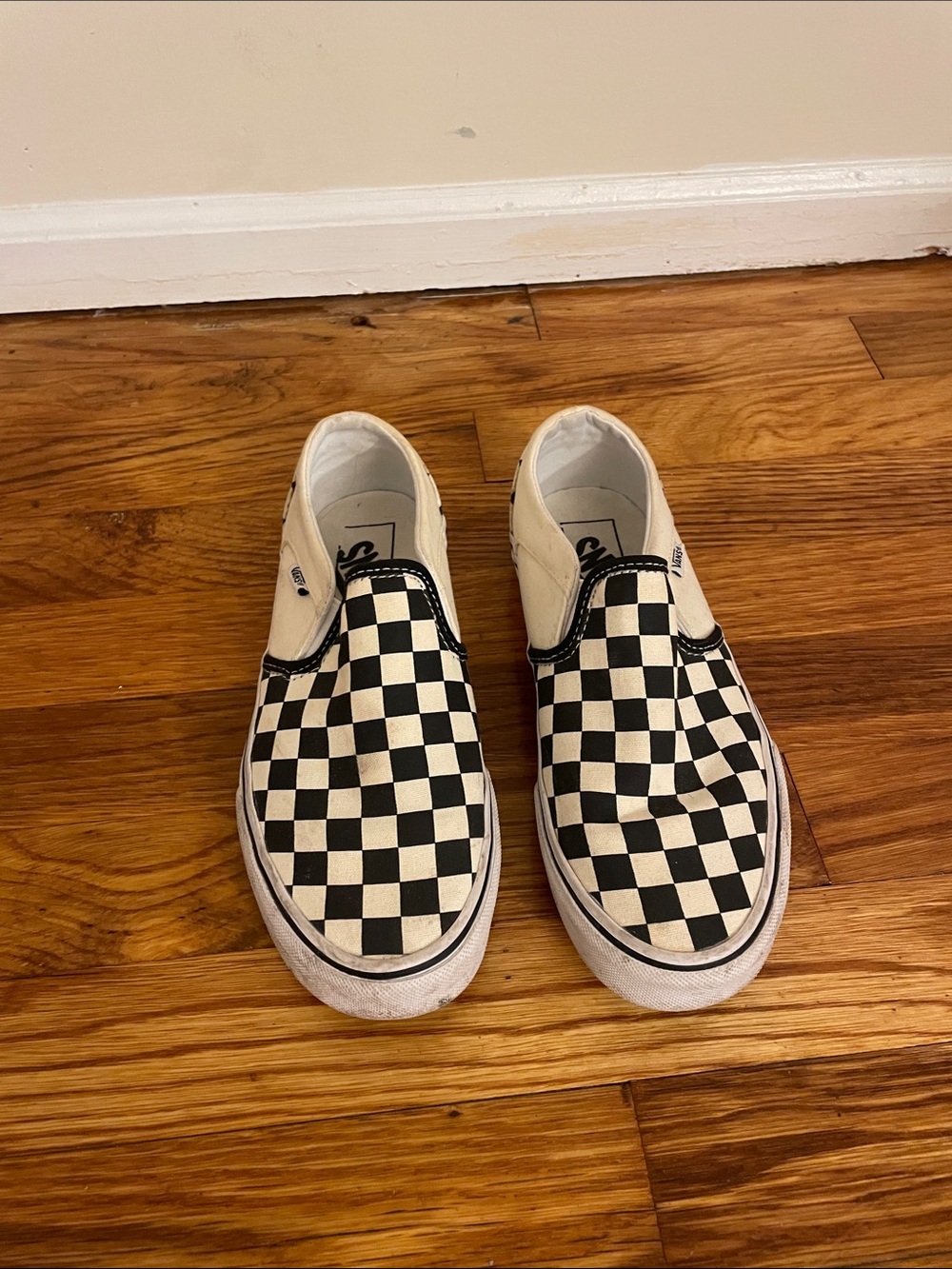 Vans Checkerboard Slip-On Canvas Sneakers - Black & White